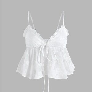 Cider White Ruffled V-Neck Cami Picnic Top